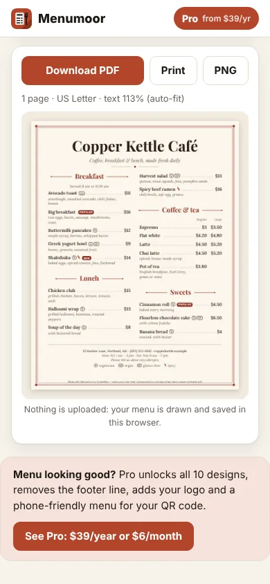 Menumoor screenshot
